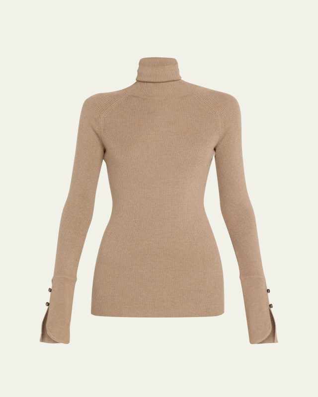 Belle Ribbed Silk Cashmere Turtleneck